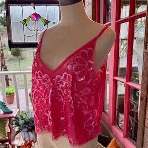 Anthropologie Sequin Floral Cami